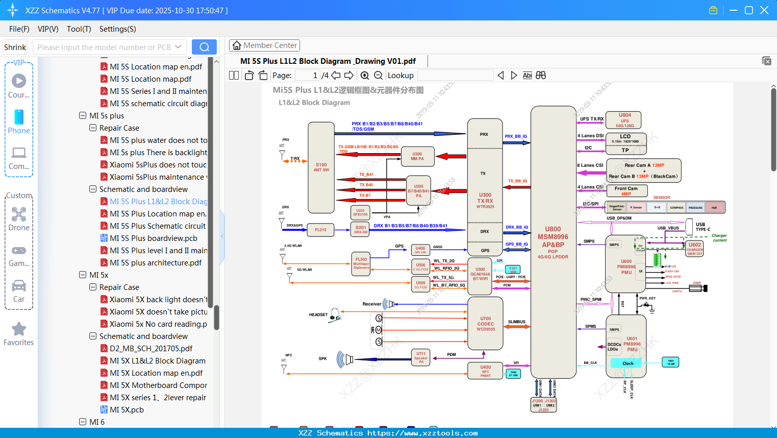 Xiaomi MI 5S Plus L1&L2 Block Diagram & Drawing V01